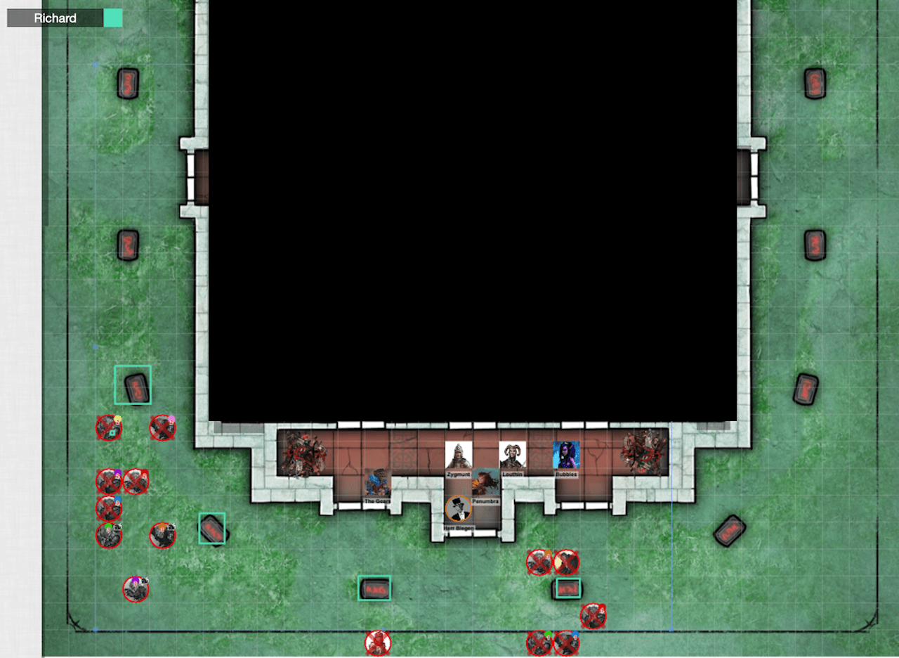 The characters enter the antechamber of the Midnight Temple of Chernobog