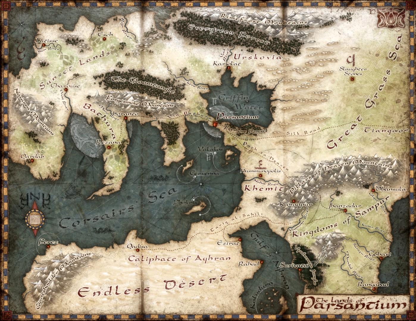 Lands of Parsantium map by Jared Blando