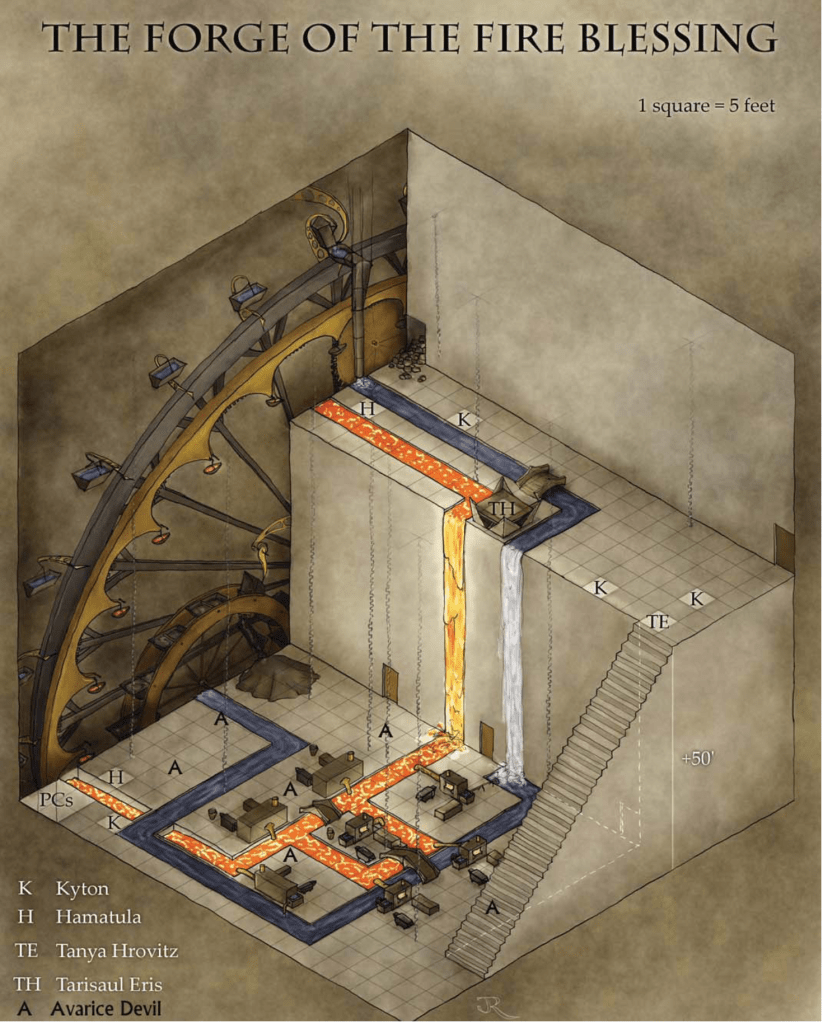 3D map of the two level forge with giant water wheel.