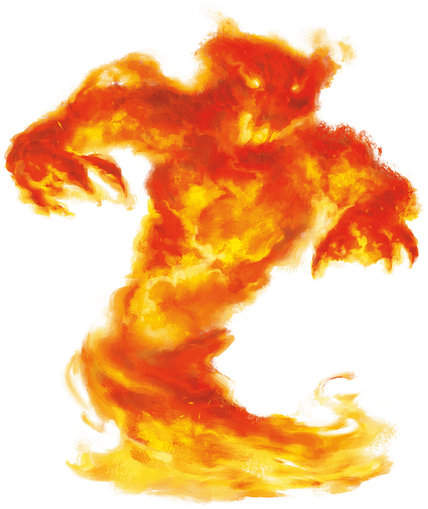 Vaguely humanoid creature made from fire with claws