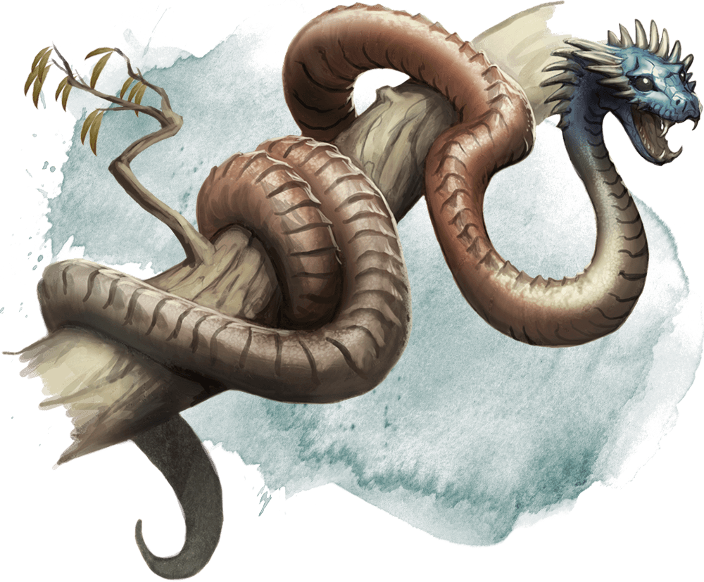 Large, thin snake curled around a branch