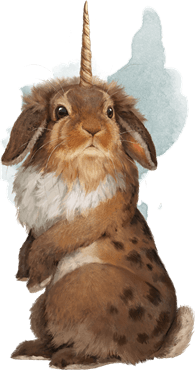 Cute rabbit creature with a unicorn-like horn