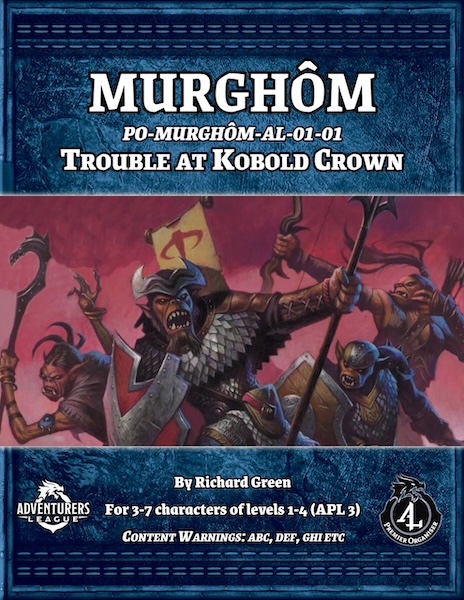 Draft cover for Trouble at Kobold Crown featuring hobgoblin warriors