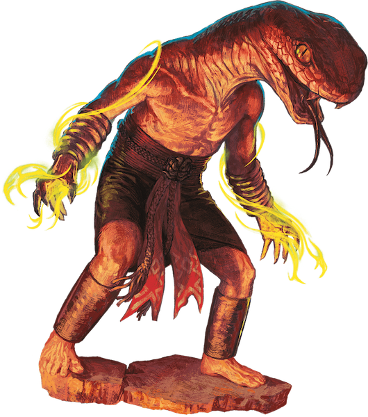 Humanoid snake-creature with serpent's head, two arms and two legs