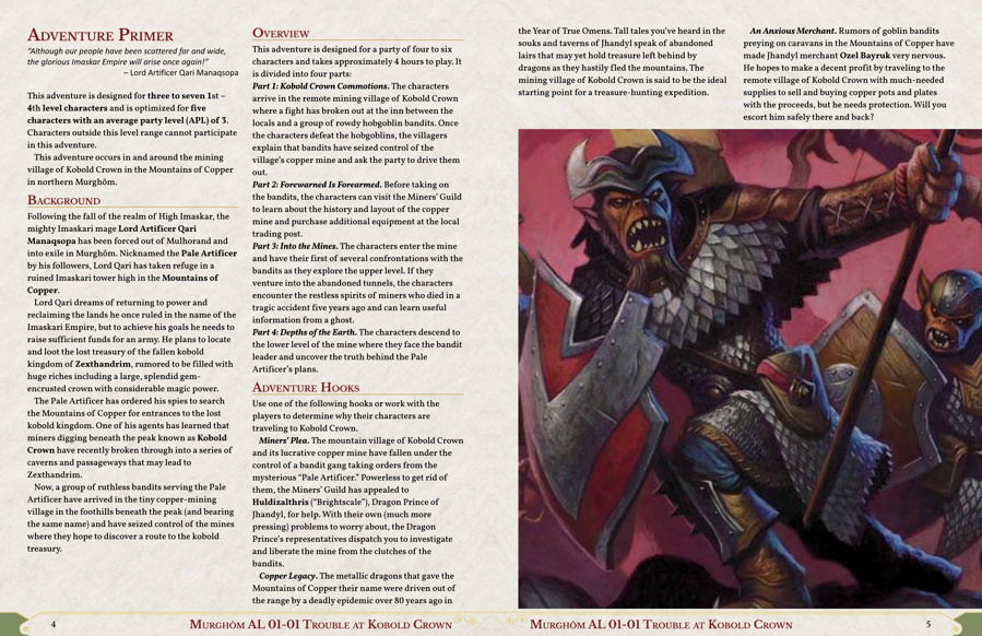 Sample double page spread from the adventure showing the Adventure Primer