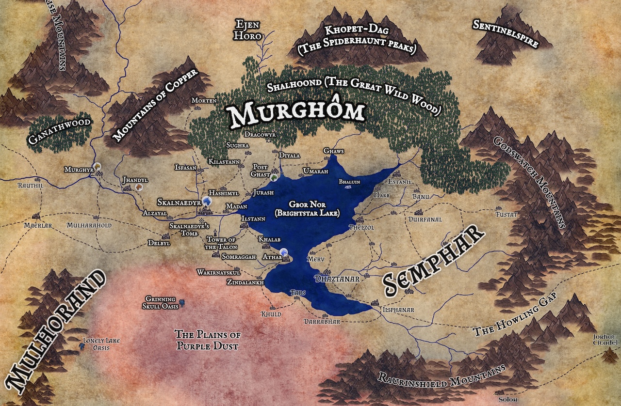 Colour map of Murghôm in the Forgotten Realms